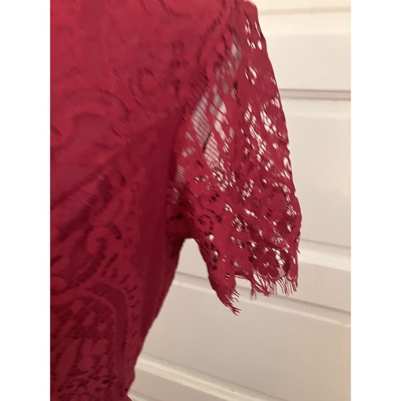 NWT Blencot  Maxi Dress Red Maroon‎ Lace Sz Small boho prairie cottagecore - Picture 11 of 14